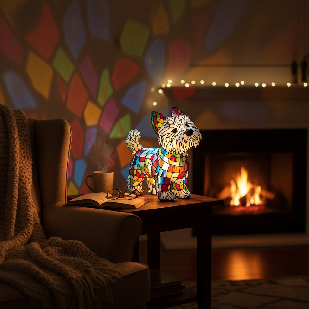 Kiko Enchanted Canine stained-glass animal lamp