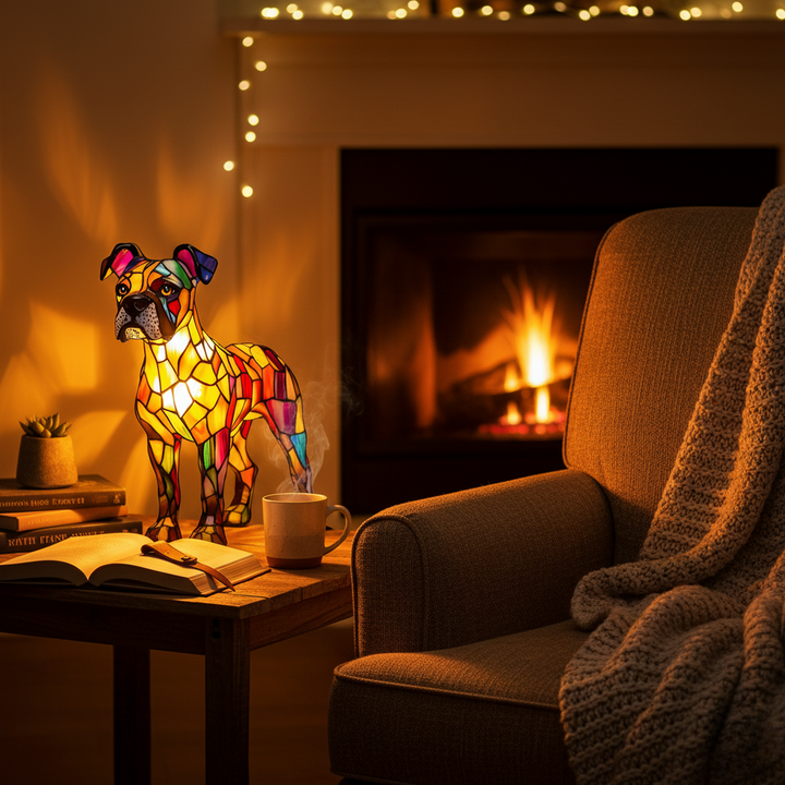 Lightning Magic Canine stained-glass animal lamp
