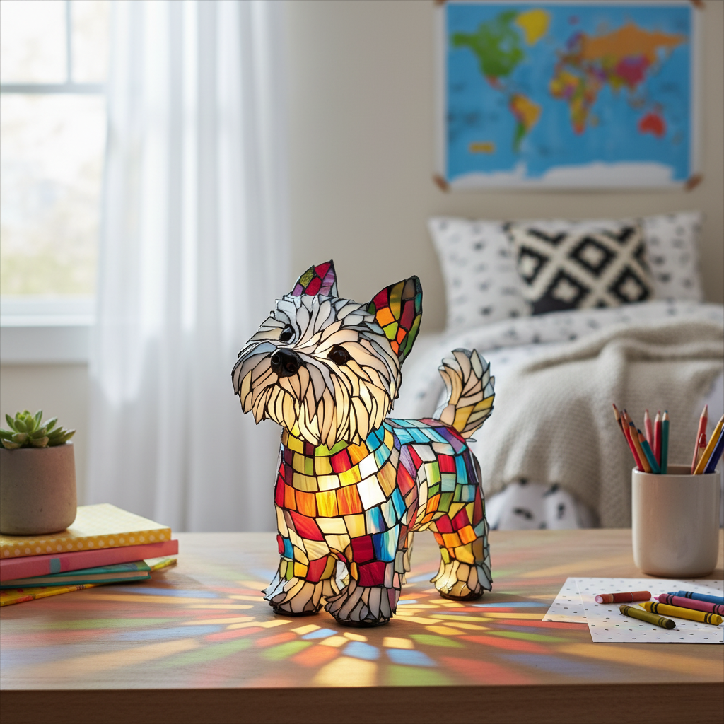 Kiko Enchanted Canine stained-glass animal lamp