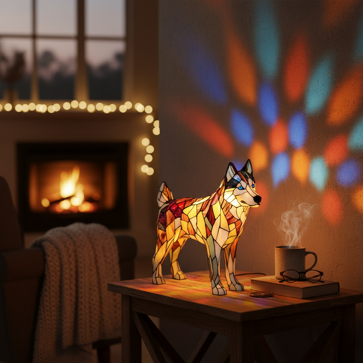 Nala Enchanted Dog stained-glass animal lamp