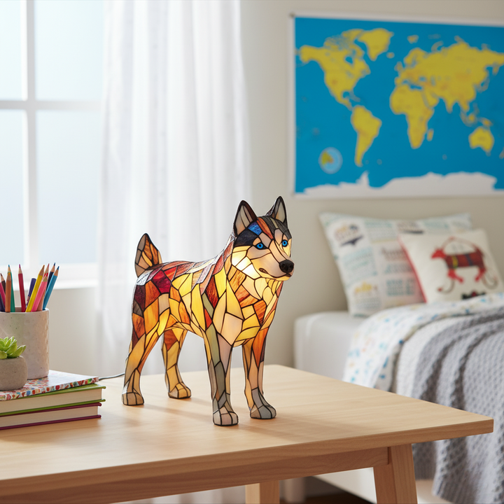 Nala Enchanted Dog stained-glass animal lamp