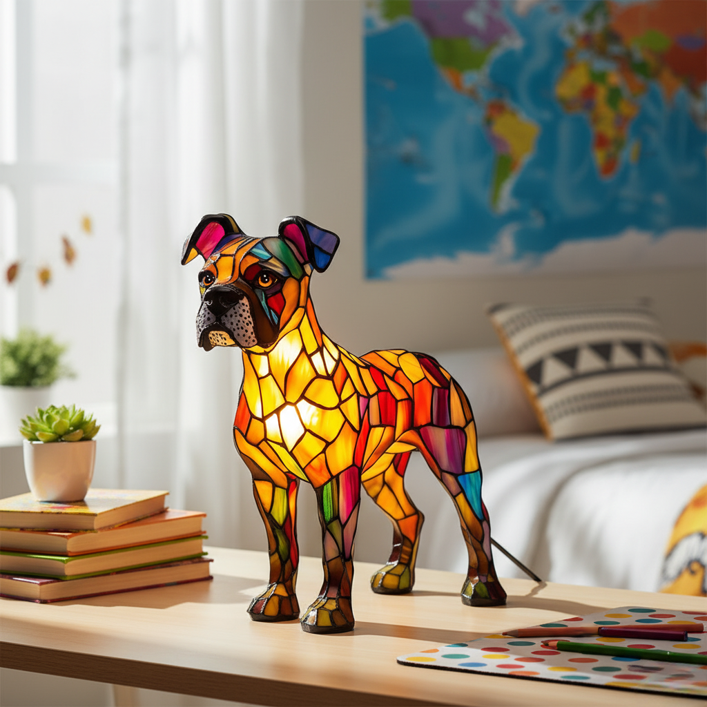 Lightning Magic Canine stained-glass animal lamp