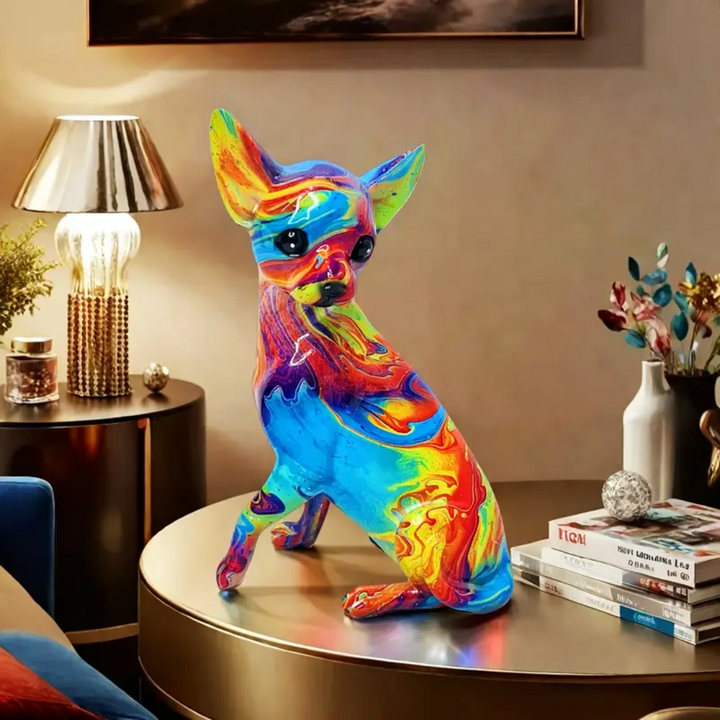 Vibrant Resin Chihuahua Table Lamp stained-glass animal lamp