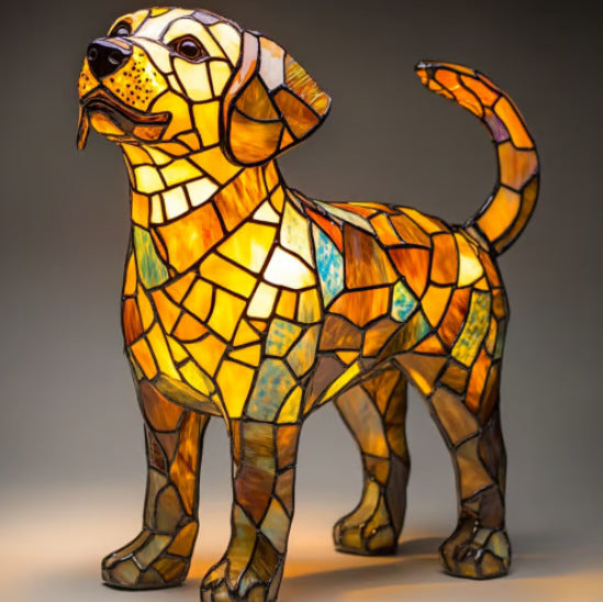 Transparent Labrador stained-glass animal lamp