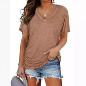 Soleil Ruched V-Neck Top