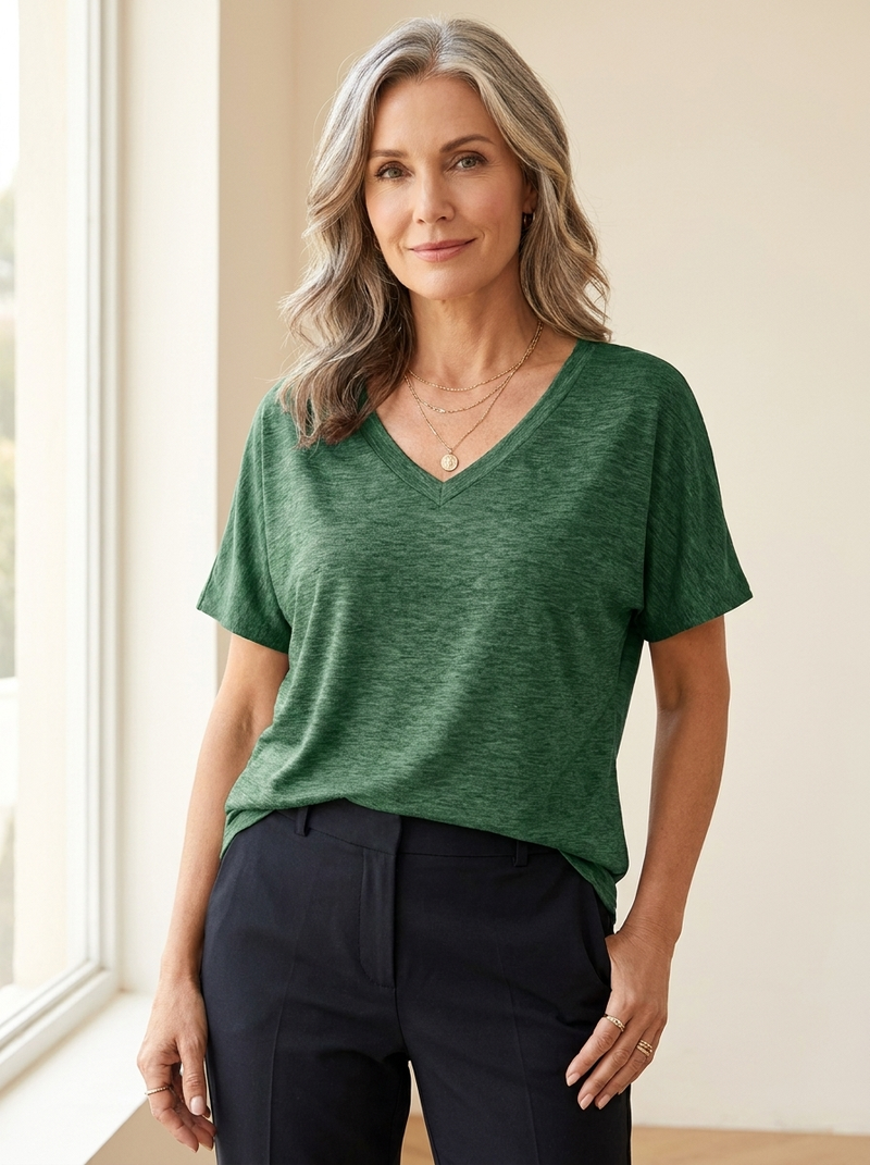 Soleil Ruched V-Neck Top