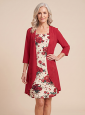 Bellagio Floral Chiffon Dress & Cardigan Set