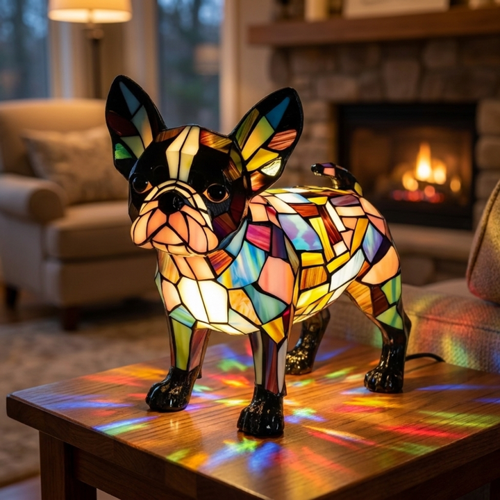 Boston Elegance stained-glass lamp in a cosy living room