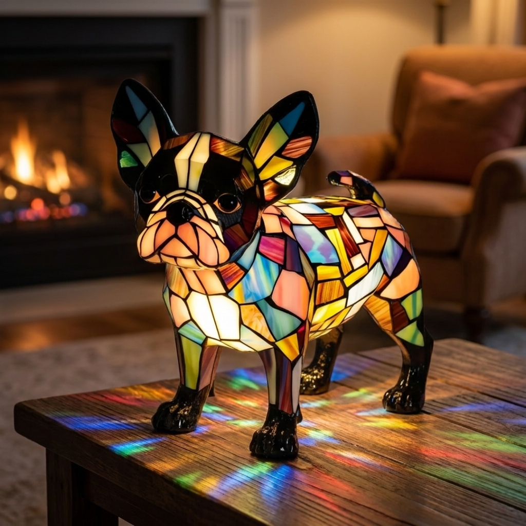 Boston Elegance stained-glass lamp in a cosy living room