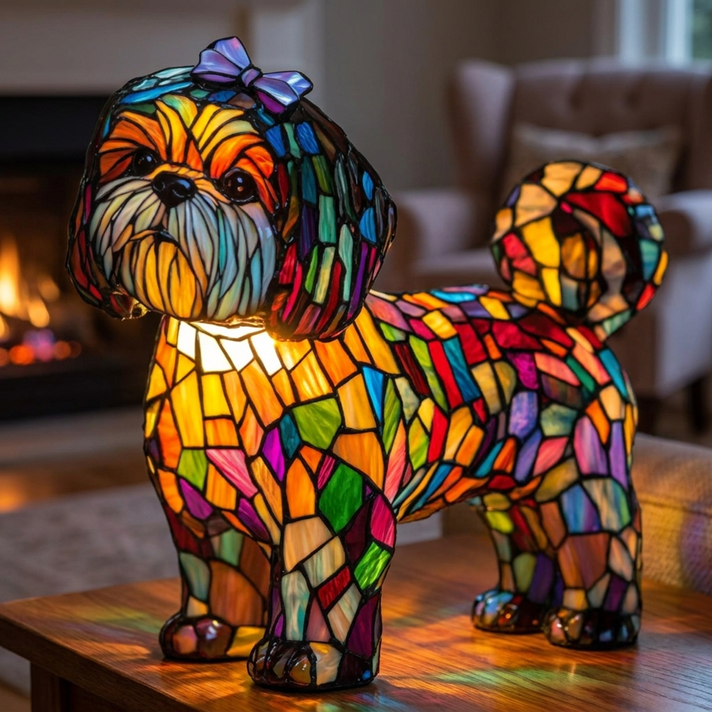 Enchanting Magic of the Princess stained-glass lamp in a cosy living room