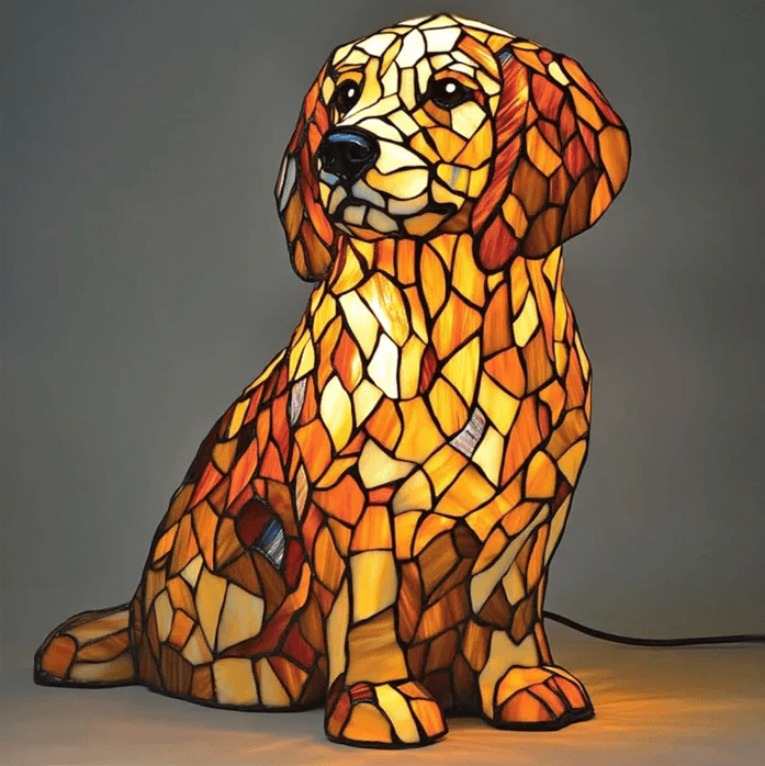 Lily the Spiritual Golden Retriever Figurine stained-glass animal lamp